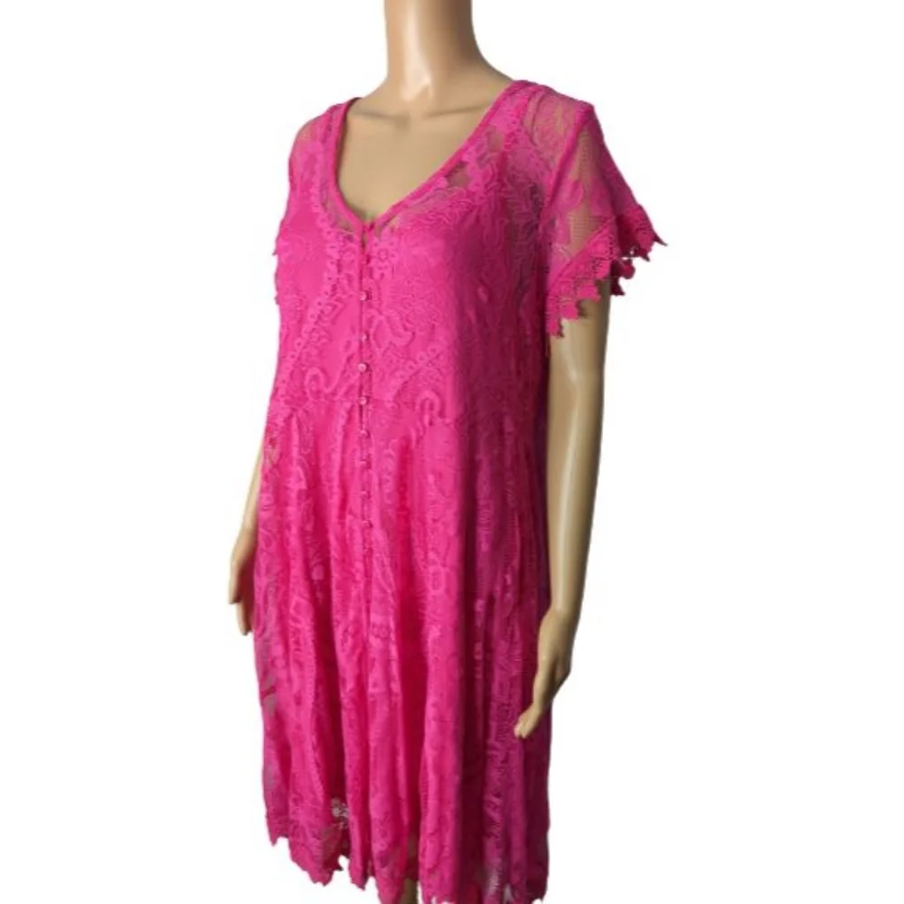 Torrid Pink Lace Button Front Skate Dress 1